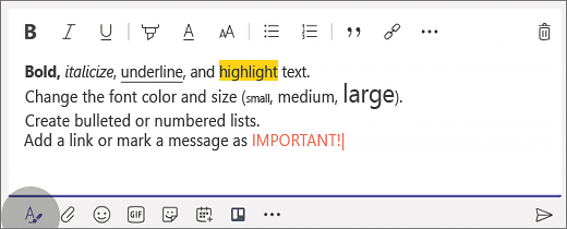 Create rich-text messages. Source: support.microsoft.com